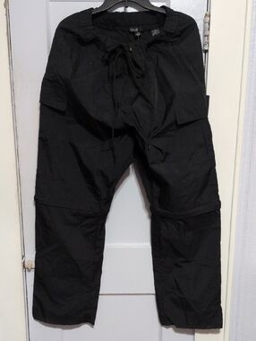 Love Men's Black Cargo Pants with Drawstring Waist